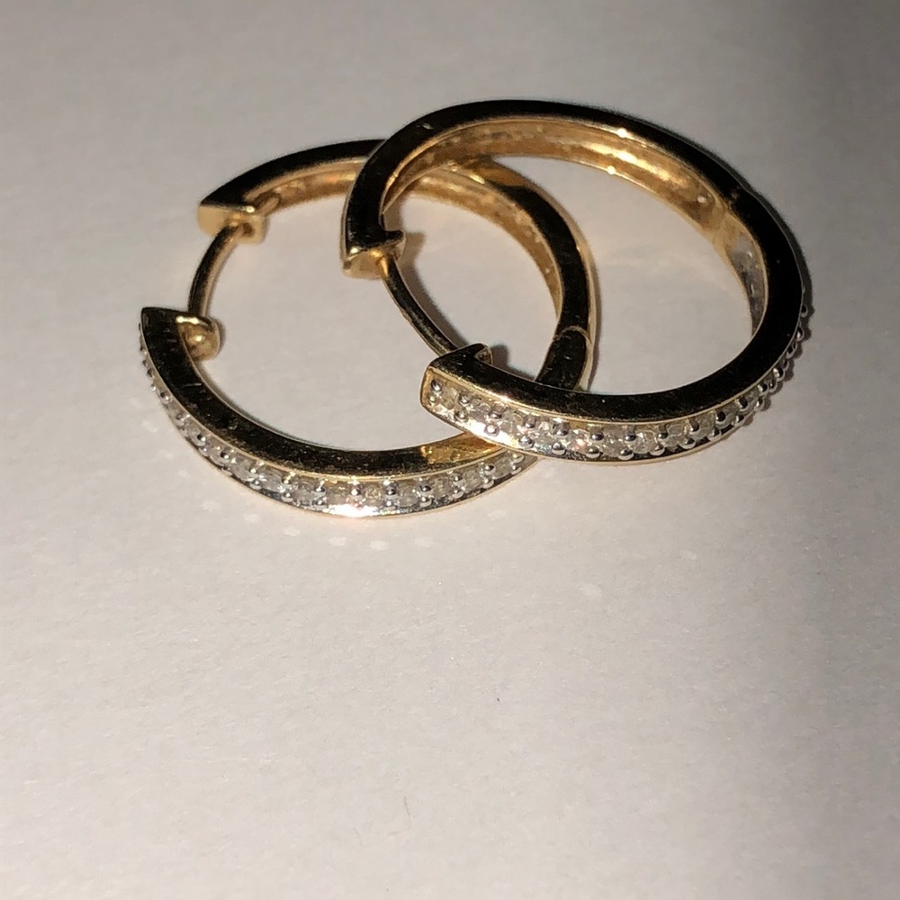 14 karat gold diamond hoop earrings